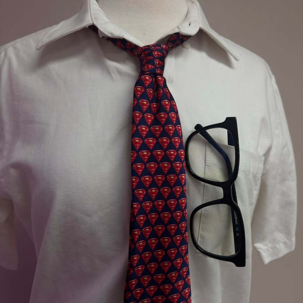Warner Bros Superman Logo Silk Necktie Blue